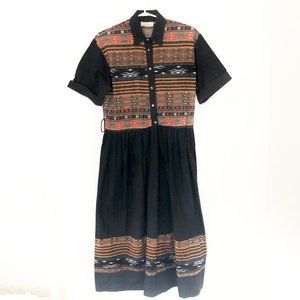 Vintage Bohemian Cottagecore Western Midi Dress